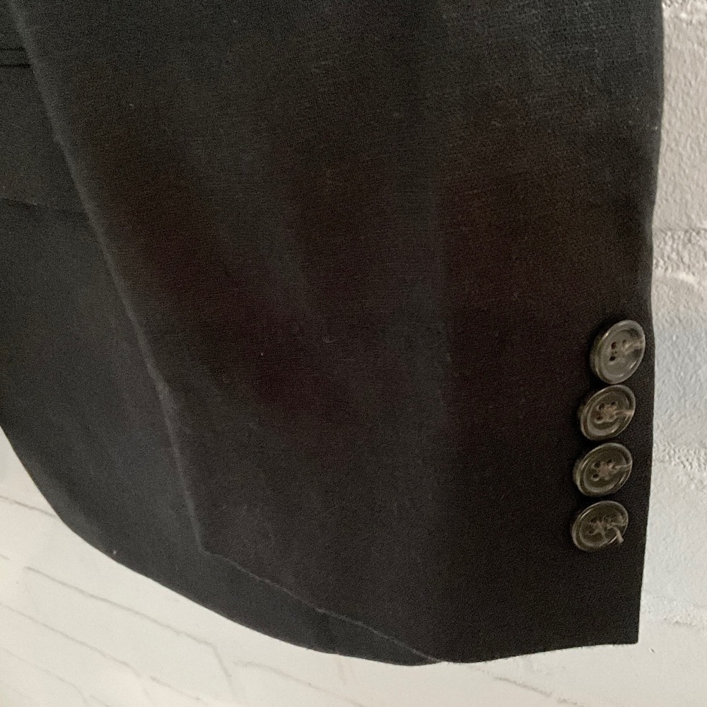 Tailored Black Linen Blend Blazer Structured Quiet Luxury Oversized Sz 46R - Picture 6 of 11